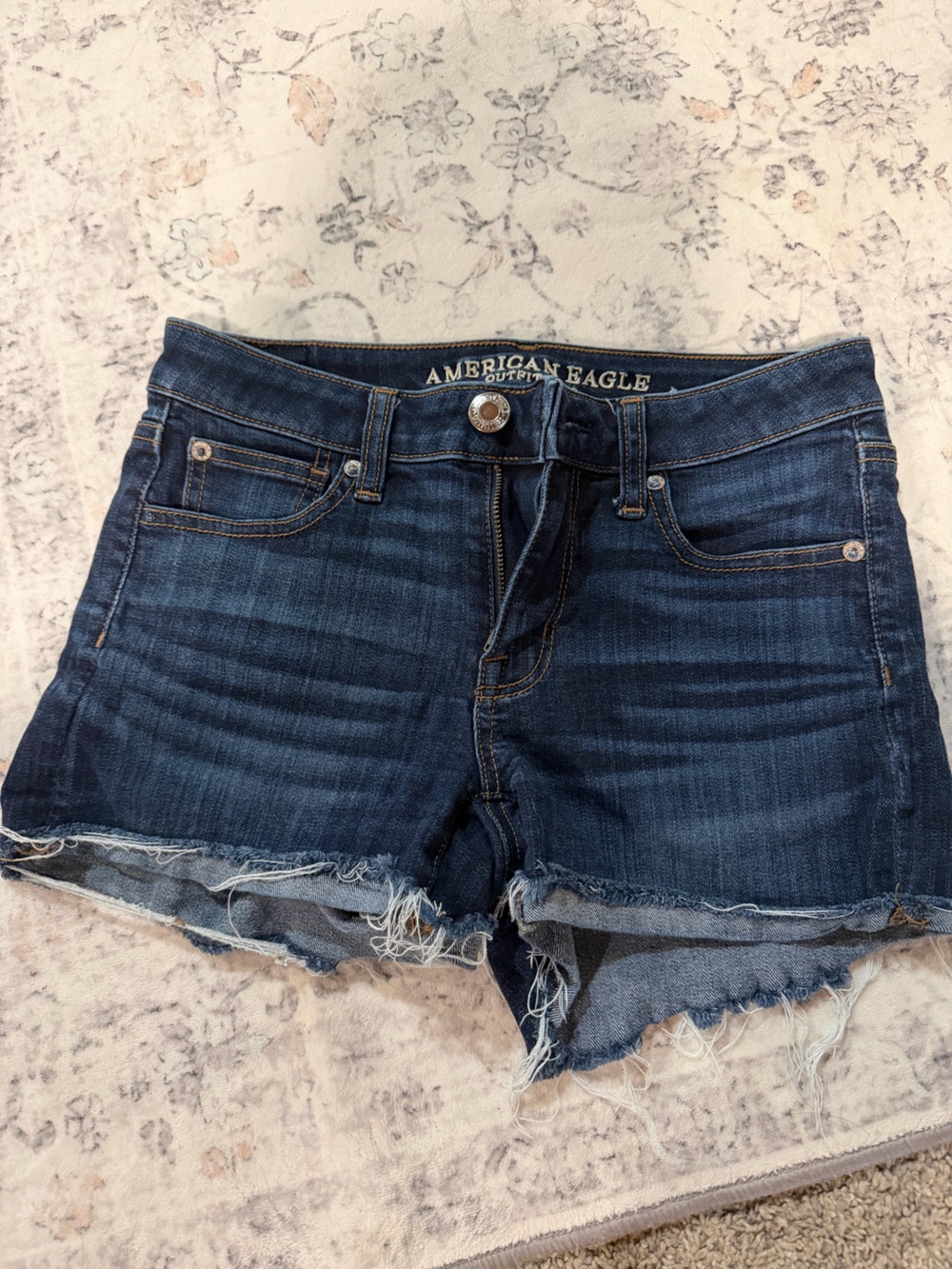 American Eagle Outfitters Blue Denim Frayed Hem Shorts